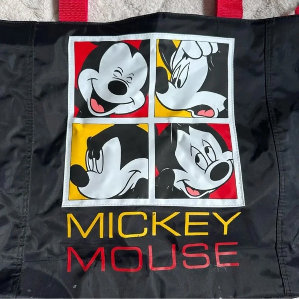 Disney X Mickey Unlimited | Black Canvas 90's Mickey Collage Tote Bag & Keychain